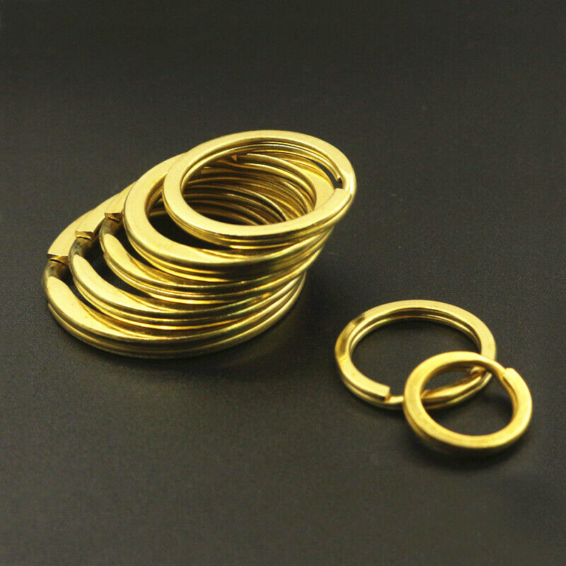 Retro Brass Key Ring Split Rings Flat Keyring 15/20/25/30/35mm Loop Car Keychain