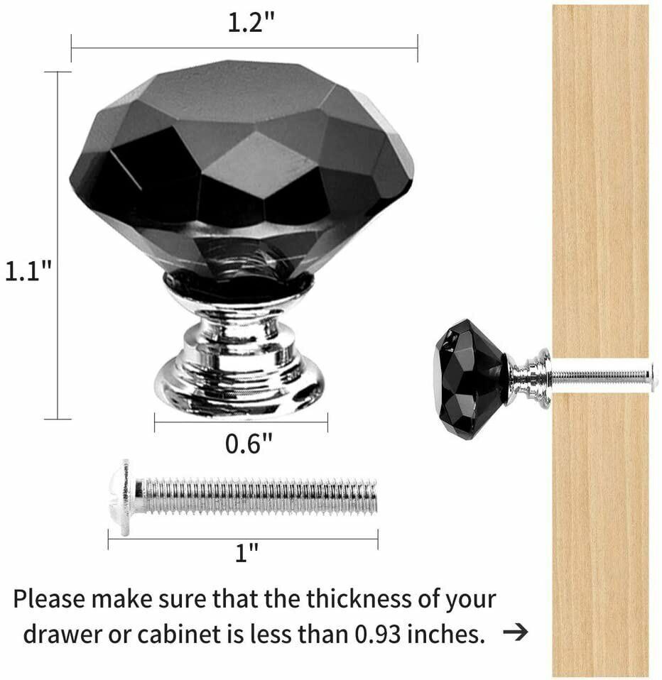 1-100Pcs Crystal Glass Cabinet Knobs Diamond Shape Drawer Door Pull Handles LOT