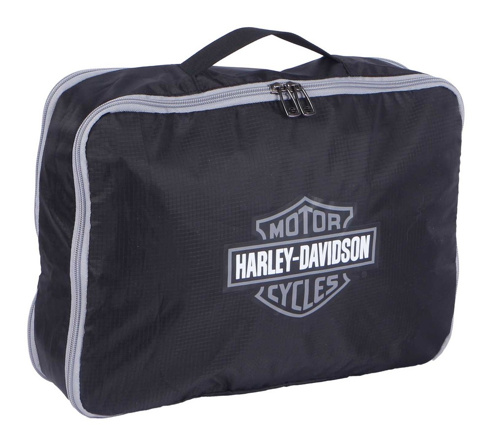 Harley-Davidson 3PC Expandable Packing Cube Set, Bar & Shield Logo- Black/Silver
