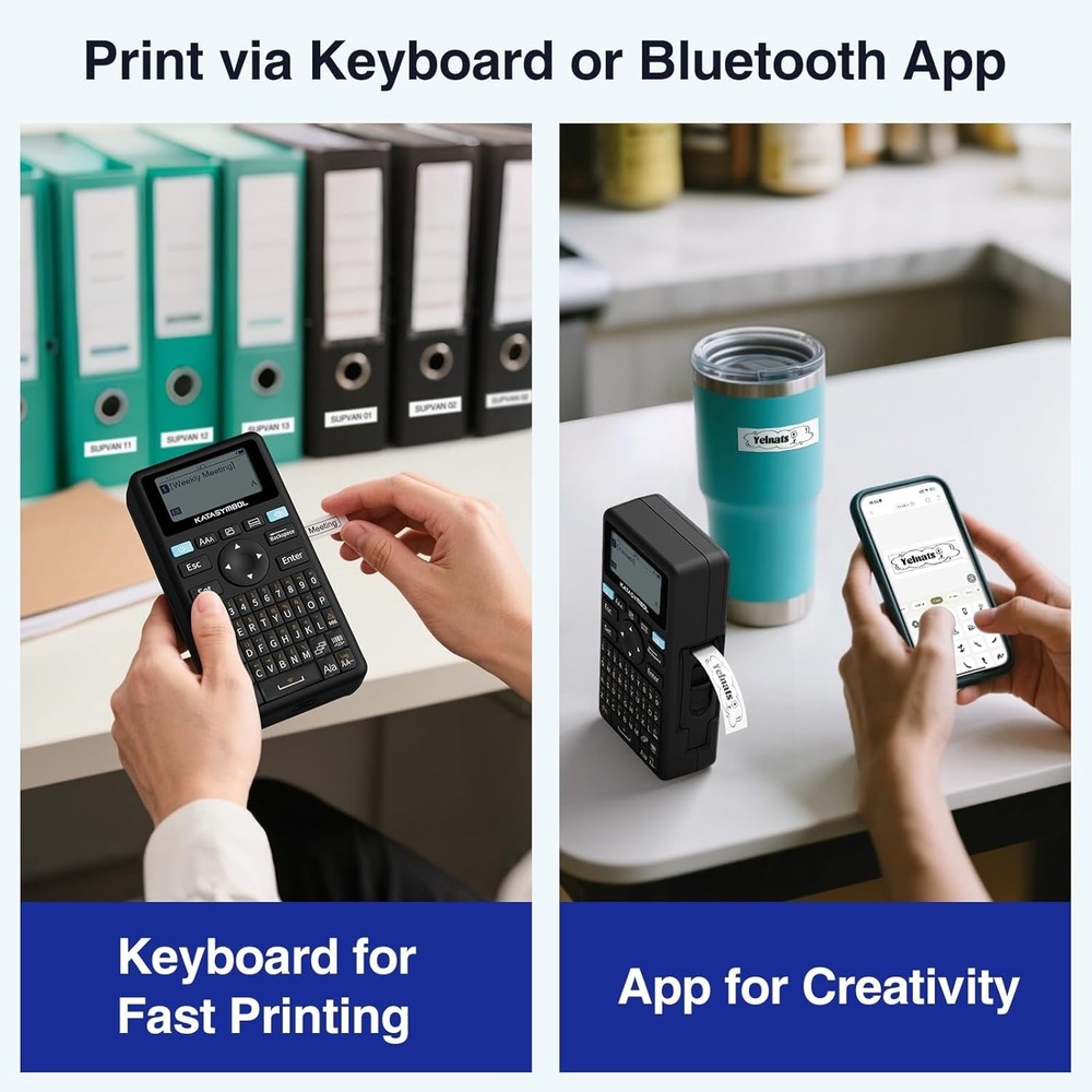 E11 Bluetooth Label Maker Machine with 4 Tapes, Support Keyboard & App with 4...