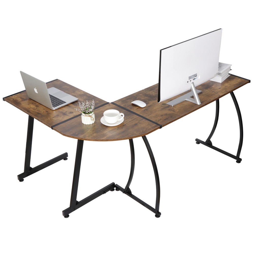 L-Shaped Corner Desk Computer Game Office Durable Laptop Workstation Save Space