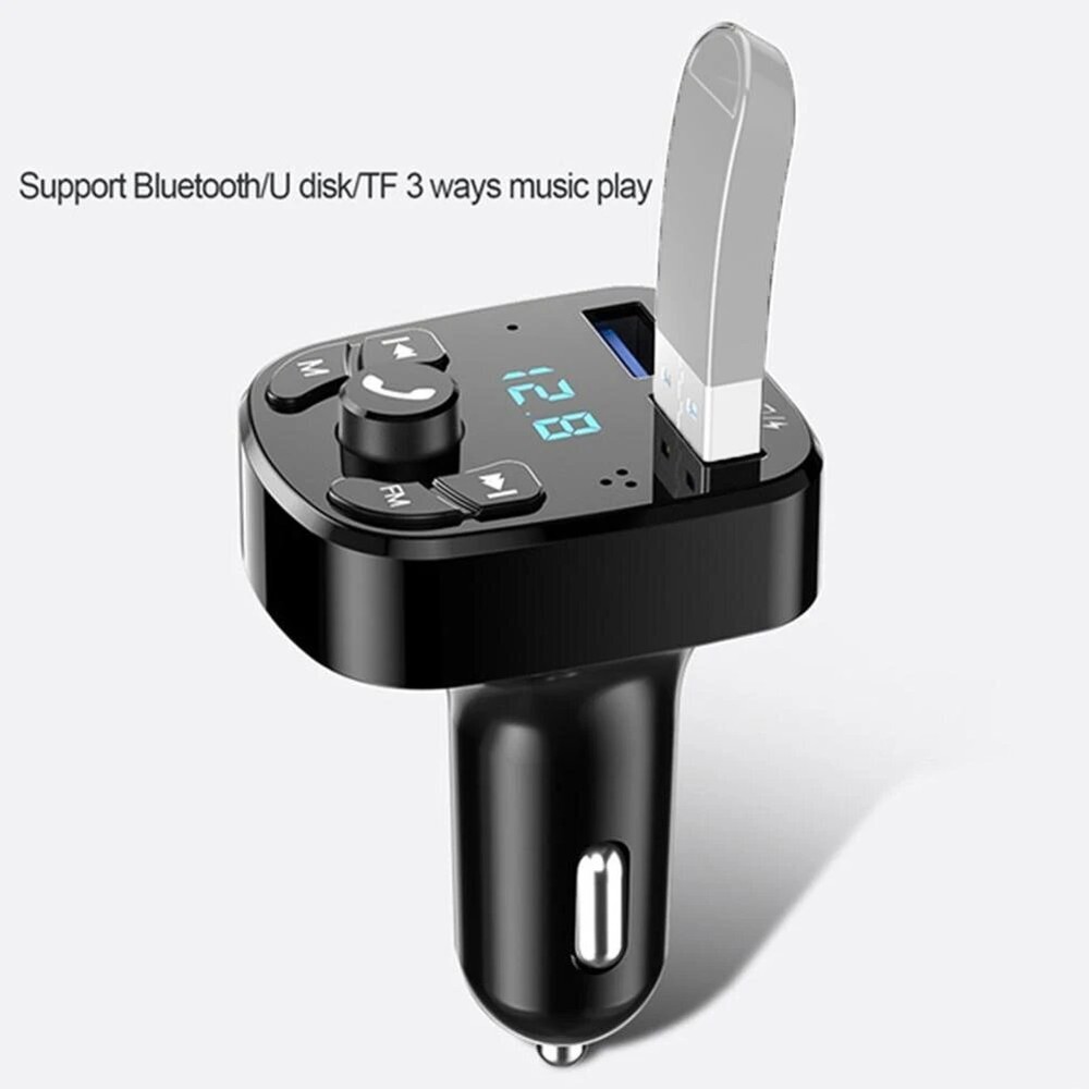 Bluetooth 5.0 Car Wireless FM Transmitter Adapter 2USB PD Charger AUX Hands-Free