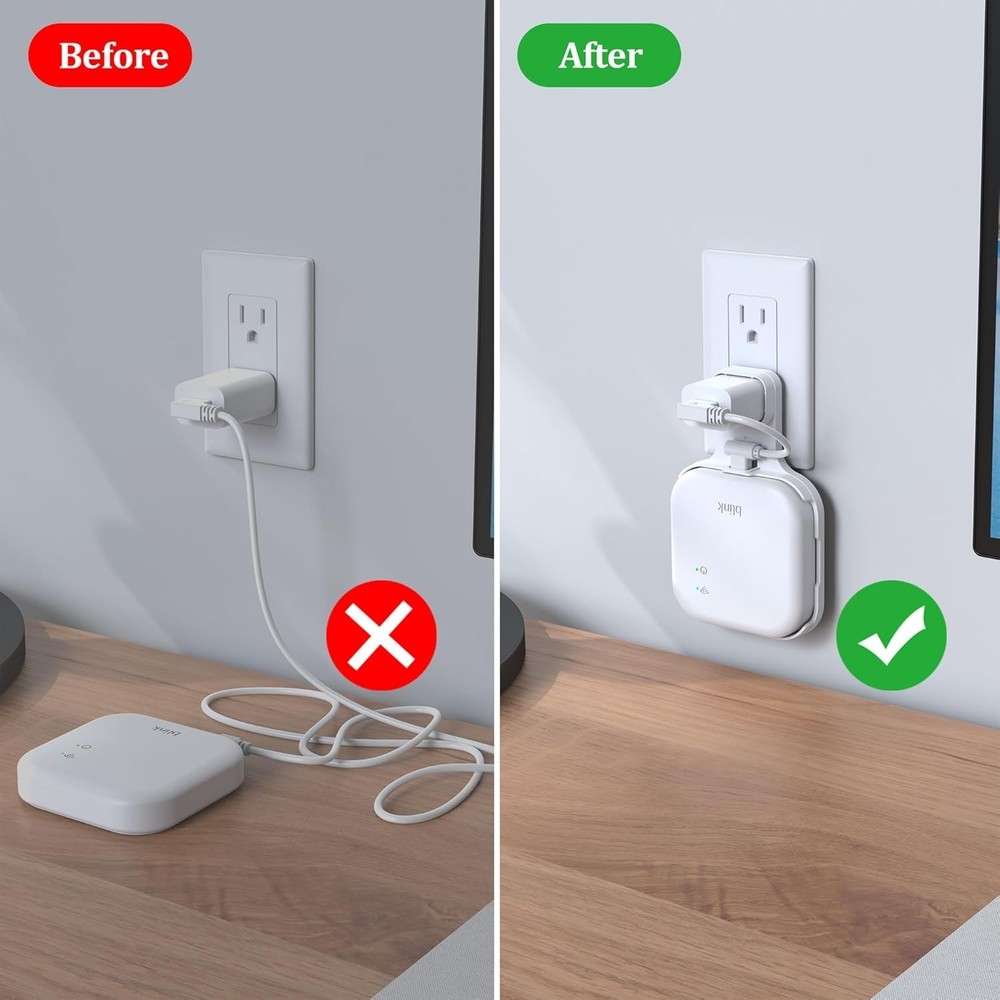 Outlet Wall Mount for Blink Sync Module XR with Short Cable, Space-Saving