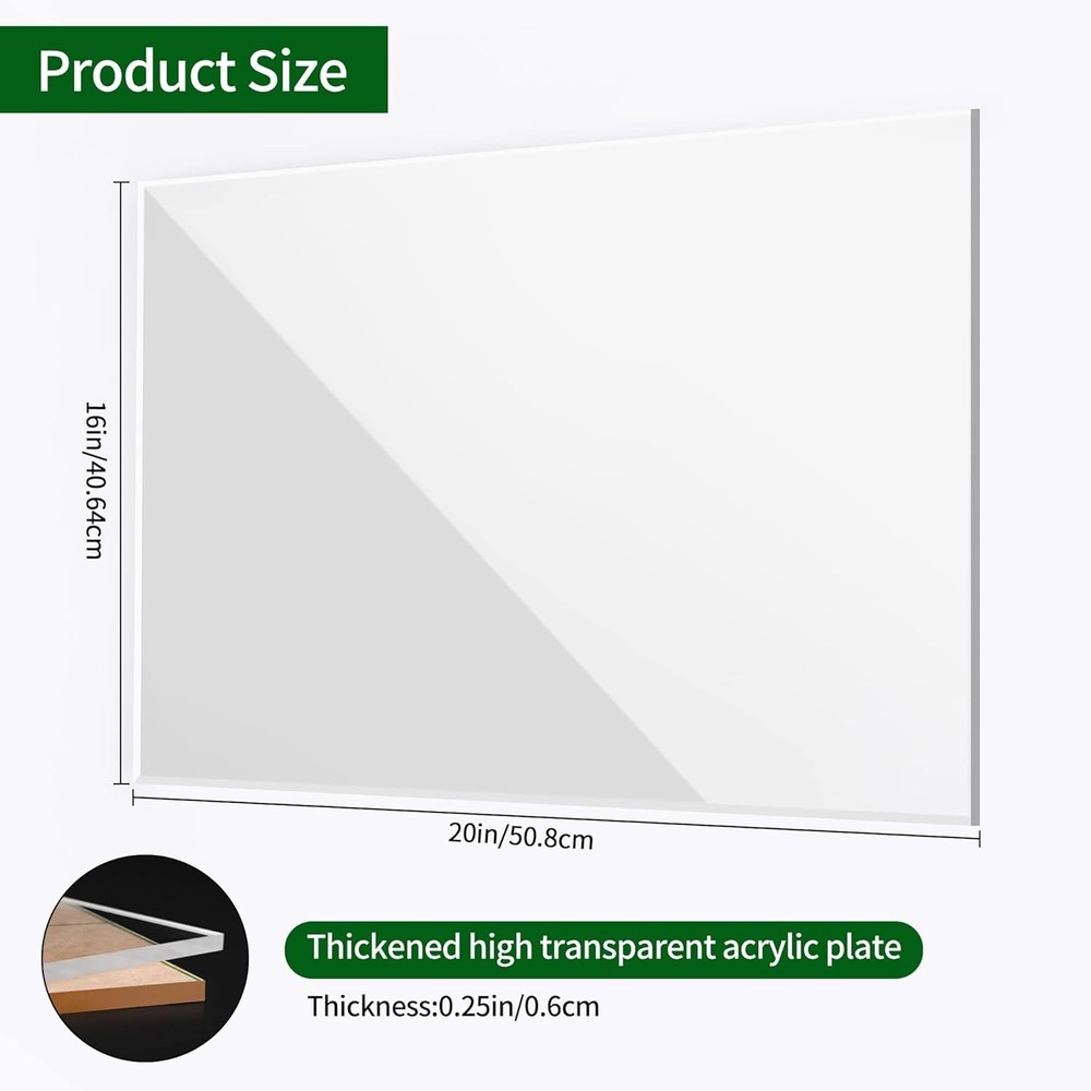 High-Quality 16" x 20" Acrylic Panels - Scratch Resistant for Creative Projects