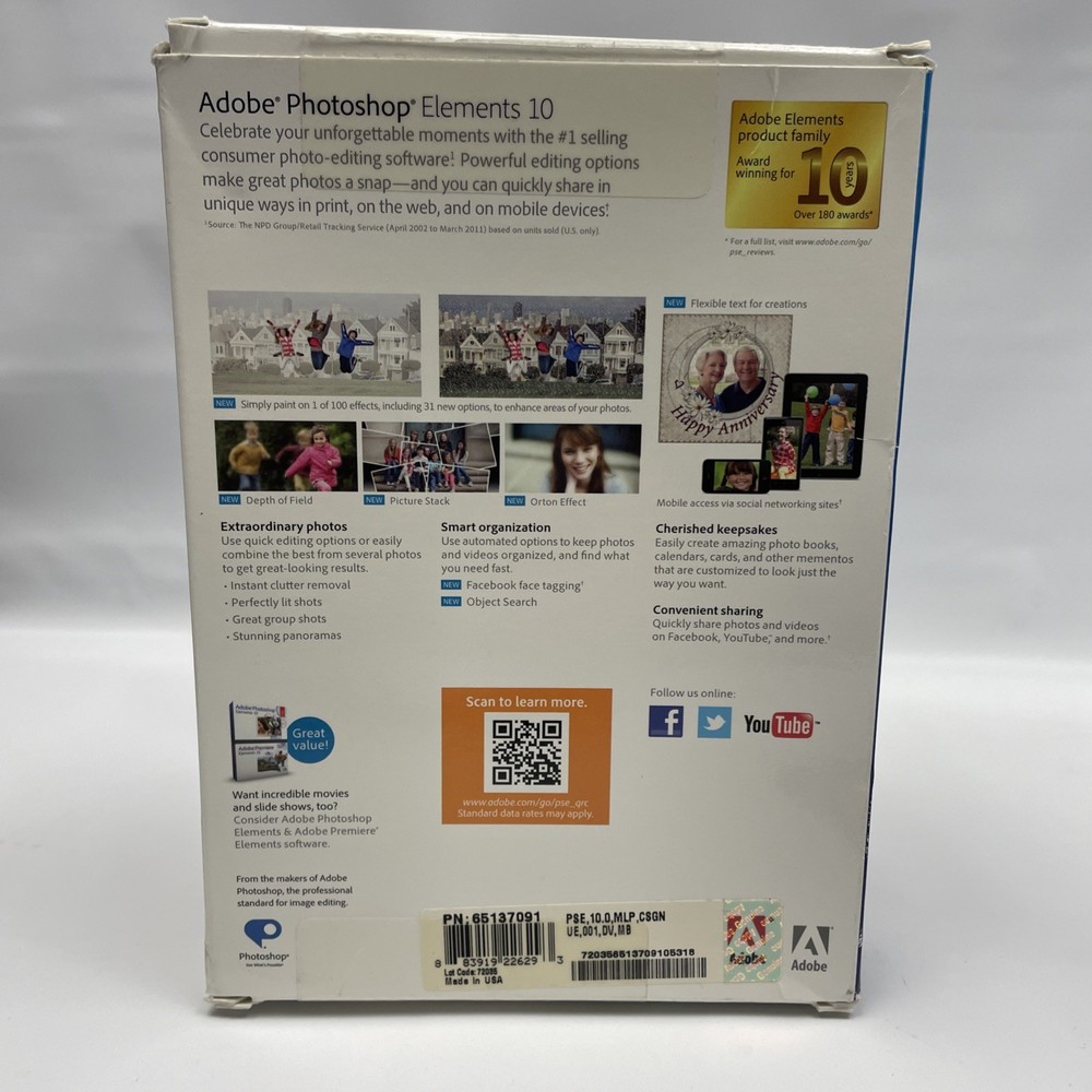 Adobe Photoshop Elements 10 for PC Mac Includes serial number Photo Editing