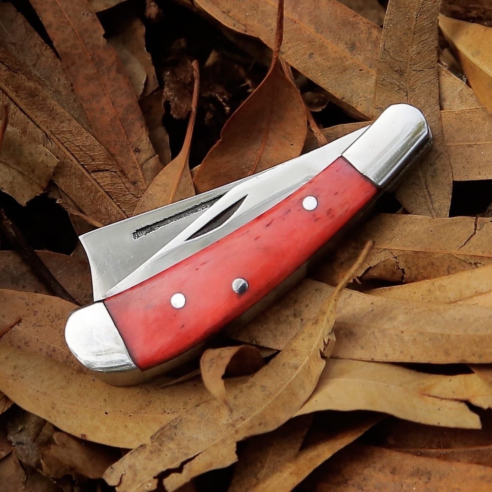 Two Blade Folding / Pocket Knife with ( Camel Bone Handle )
