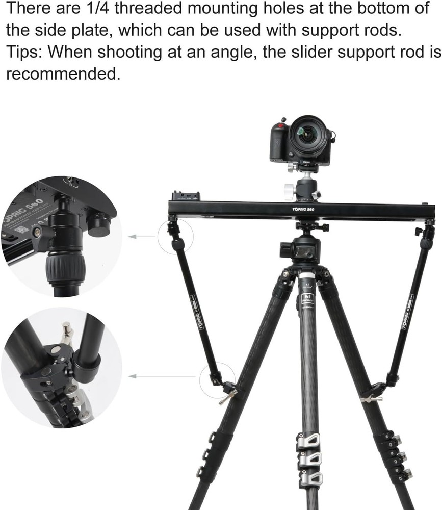 2x Accsoon Camera Slider Support Arm Extendable Adjustable Tripod Stability Arm