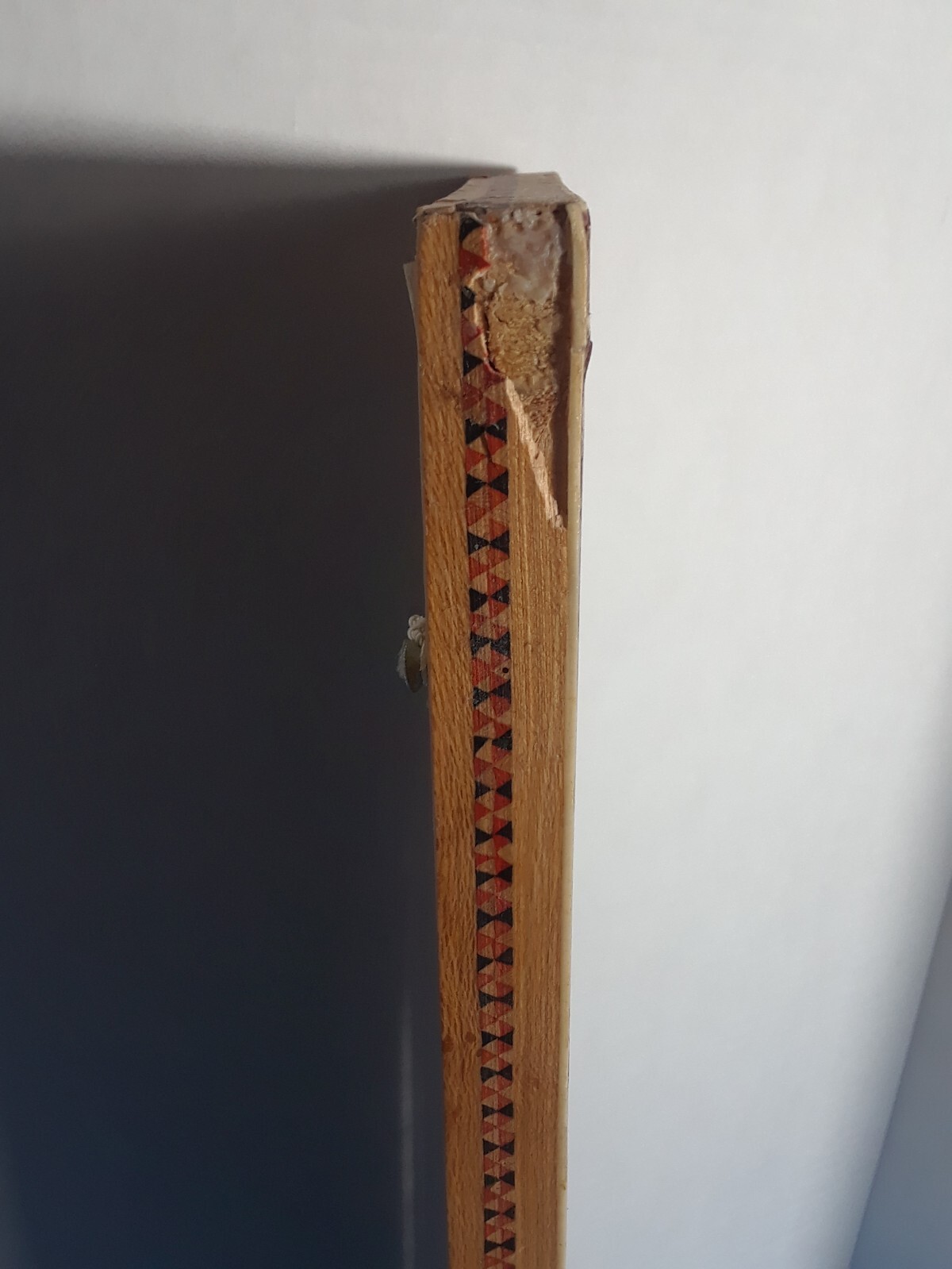 Chinese Scroll Warrior Horses Enamel and Wood Frame 19 3/8 x 5.5