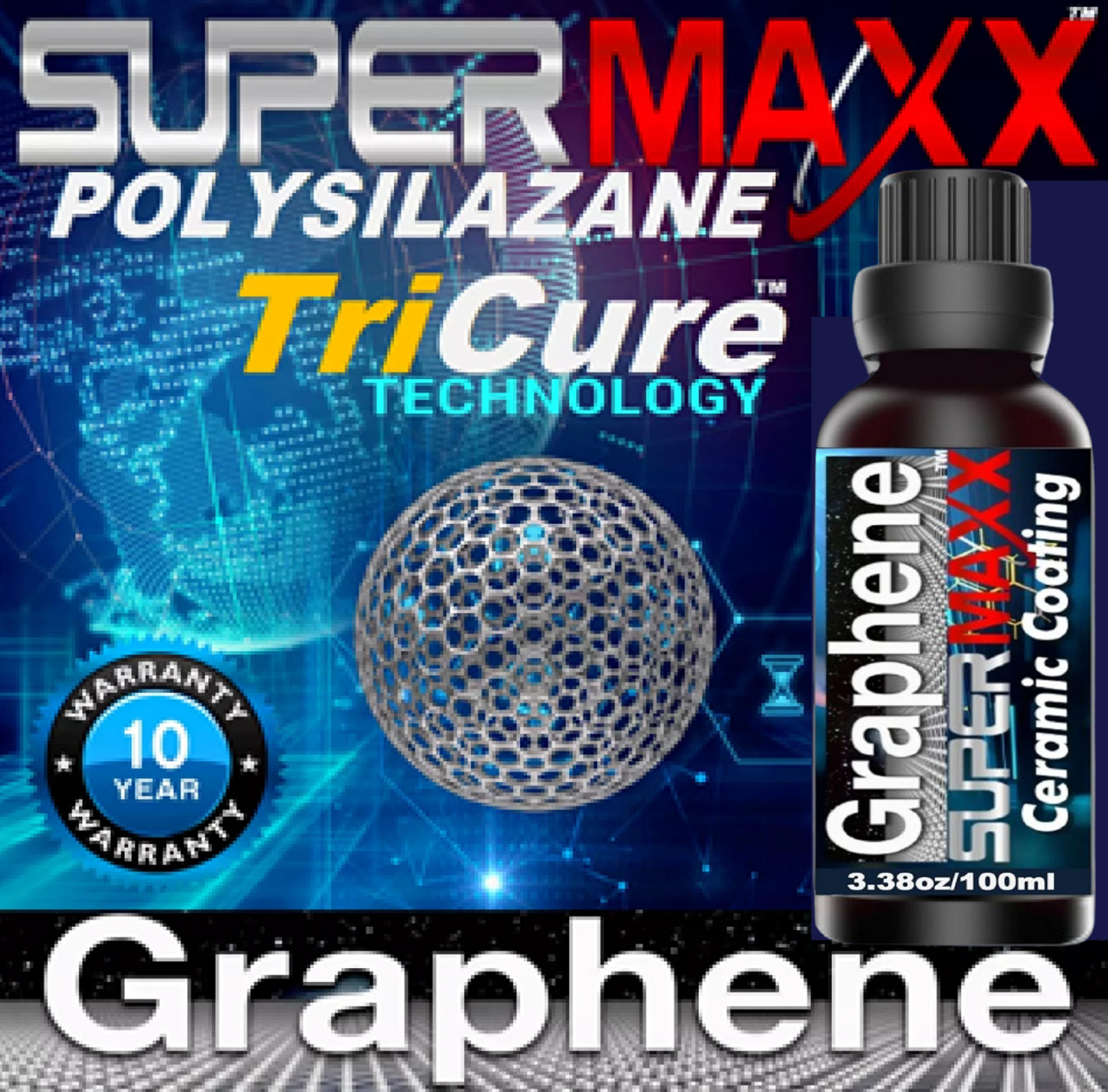 CERAMIC CAR COATING 10 YEAR GRAPHENE TOP SELLER  ON EBAY 3.38OZ/100ML - KIT