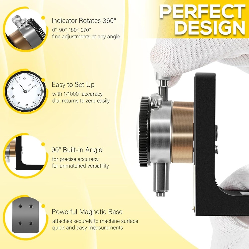 W1218A for Planers Dial Indicator 360 Degree Durable Powerful Magnetic Base