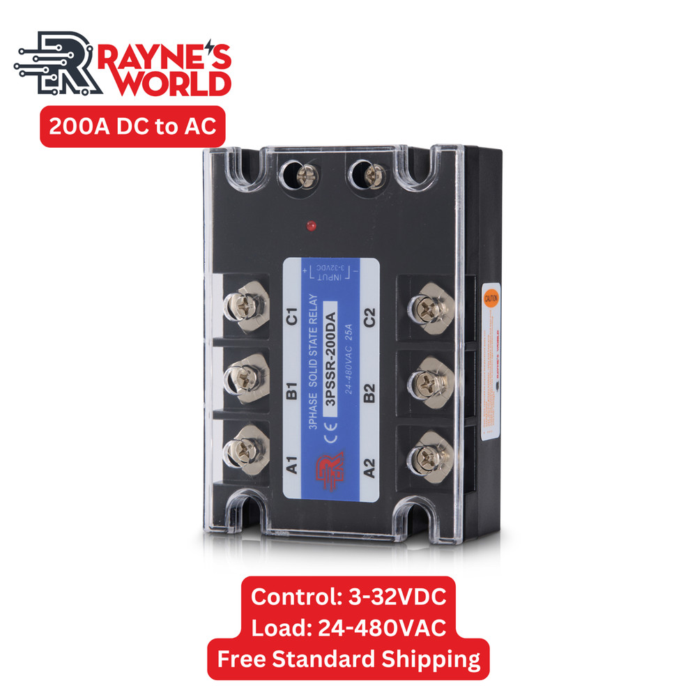200 Amp DA 3 Phase Solid State Relay Module SSR - DC to AC - 3-32VDC - 24-480VAC