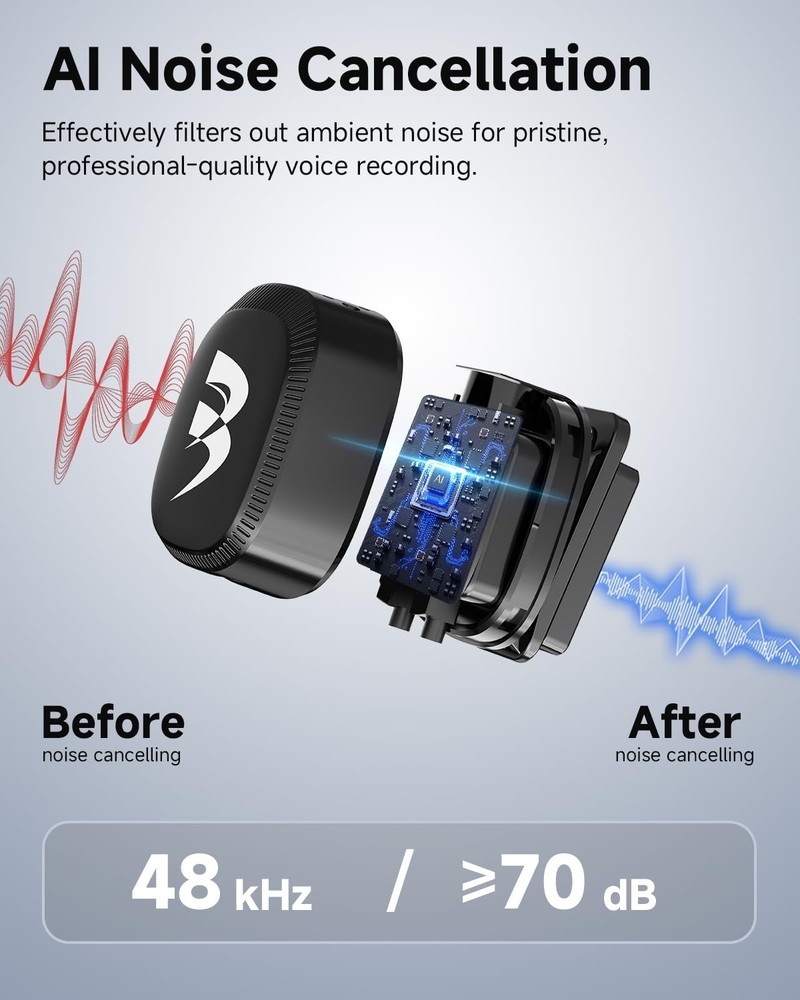 2 Pack Wireless lavalier Microphone,Mini Microphone (Lightning/USB Black Small