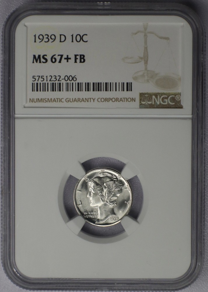 1939-D 10c Mercury Dime - NGC MS 67+ FB