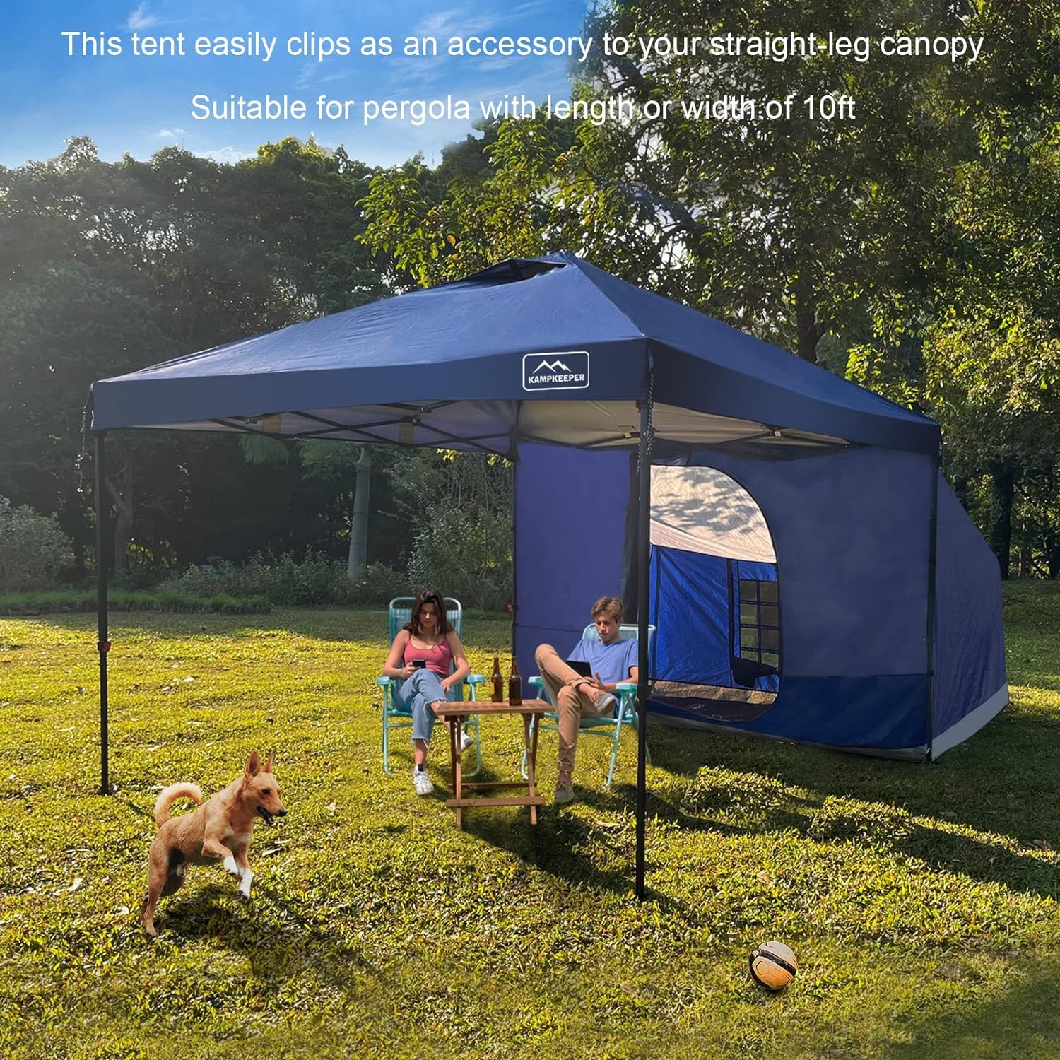 KAMPKEEPER Side Tent,Camping Tent for 10' x 10' Pop Up Canopy, Easy Set Up Gazeb