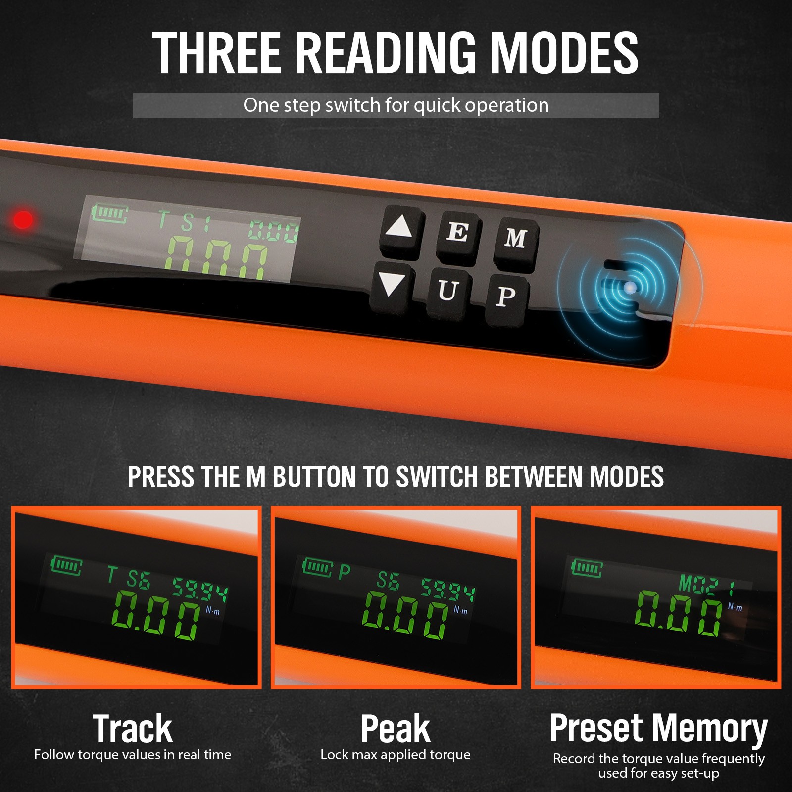 1/2"/3/8'' Digital Torque Wrench Set 25~250Ft-Lb/17-340N.m&4.4~44.3Ft-Lb/3-60N.m