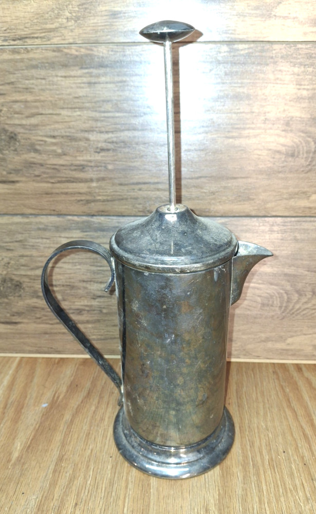 Antique French Press Triple Silverplate Coffee Maker 9" Andover Silver Co. #630