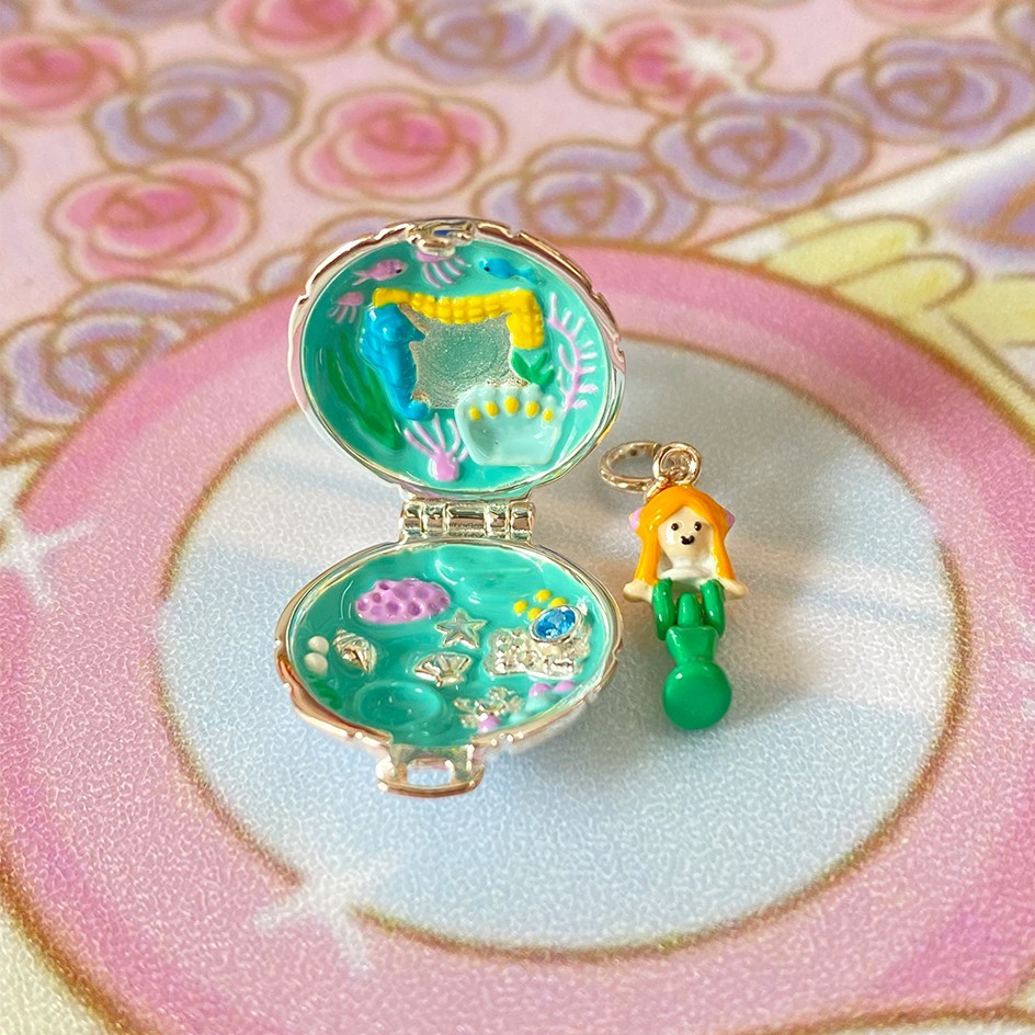 Polly pocket seashine mermaid locket sterling silver charm for bracelet