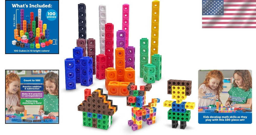 MathLink Cubes 100 Pack - Essential STEM Manipulatives for Homeschooling