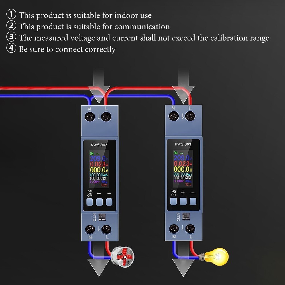 DIN Rail Compatible KWS303 Multifunctional Power Meter for Efficient Use
