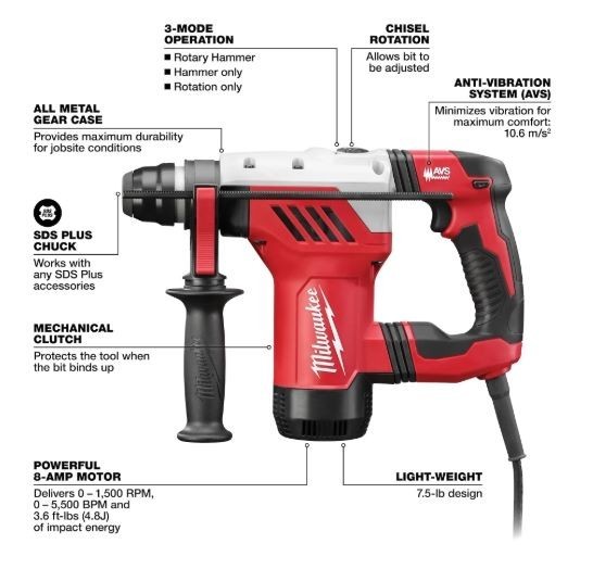 1-1/8" SDS Plus Rotary Hammer Kit