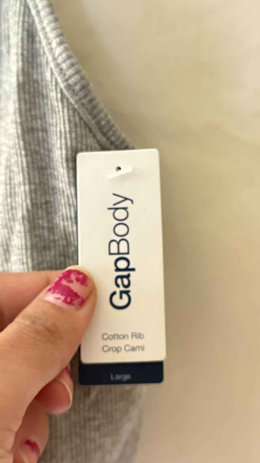 New Gap Women's Logo Comfort Cotton Rib Crop Cami Bra Gray Size L