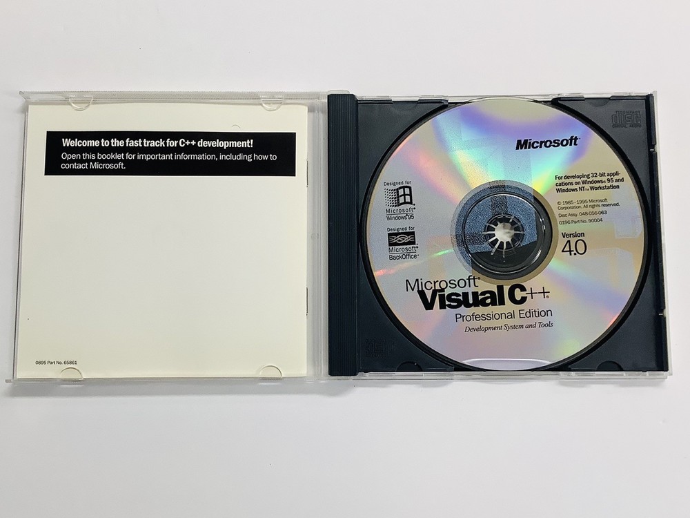 Microsoft Visual C++ Version 4.0 (Windows) CD, With Key Code FREE SHIPPING (G)