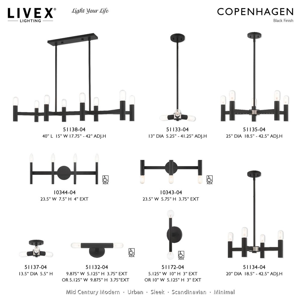 Copenhagen 23 1/2" Wide Black 3-Light Bath Light