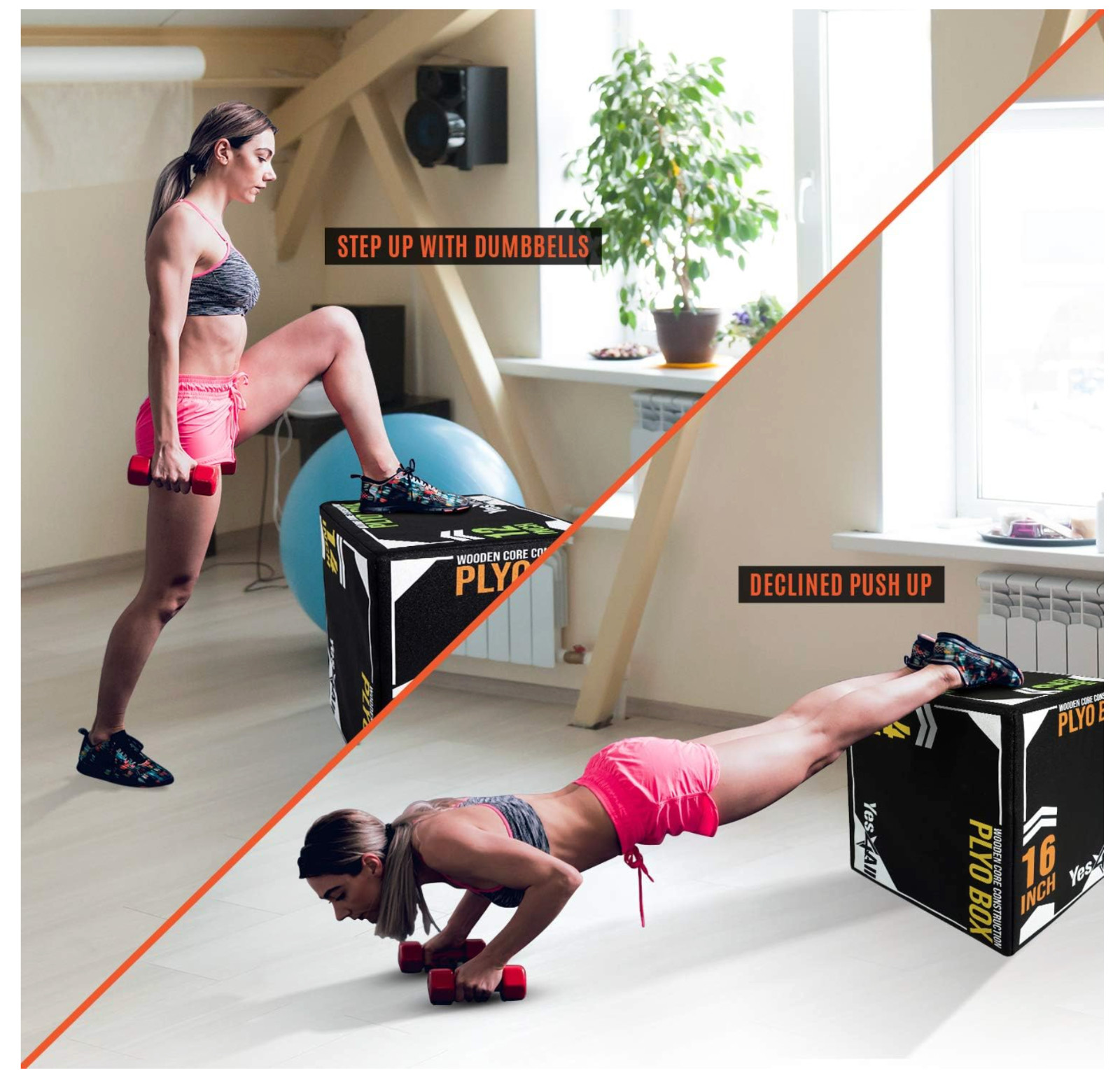 Yes4All 3-in-1 Soft Plyo Box 16" x 14" x 12" Wooden Core Cushioned Box Multi-Use