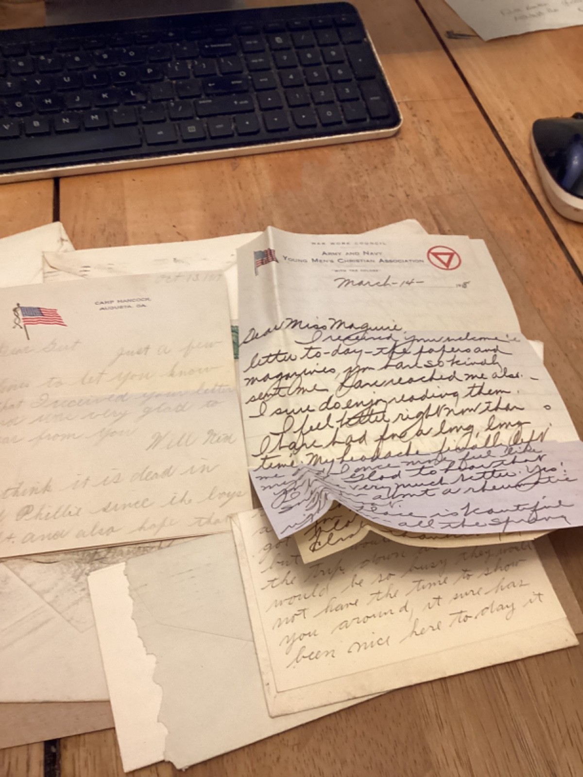 50 WW1 letters to Philadelphia from Camp Hancock,Ga,Lt Armitage Corp Beck.PA Uni