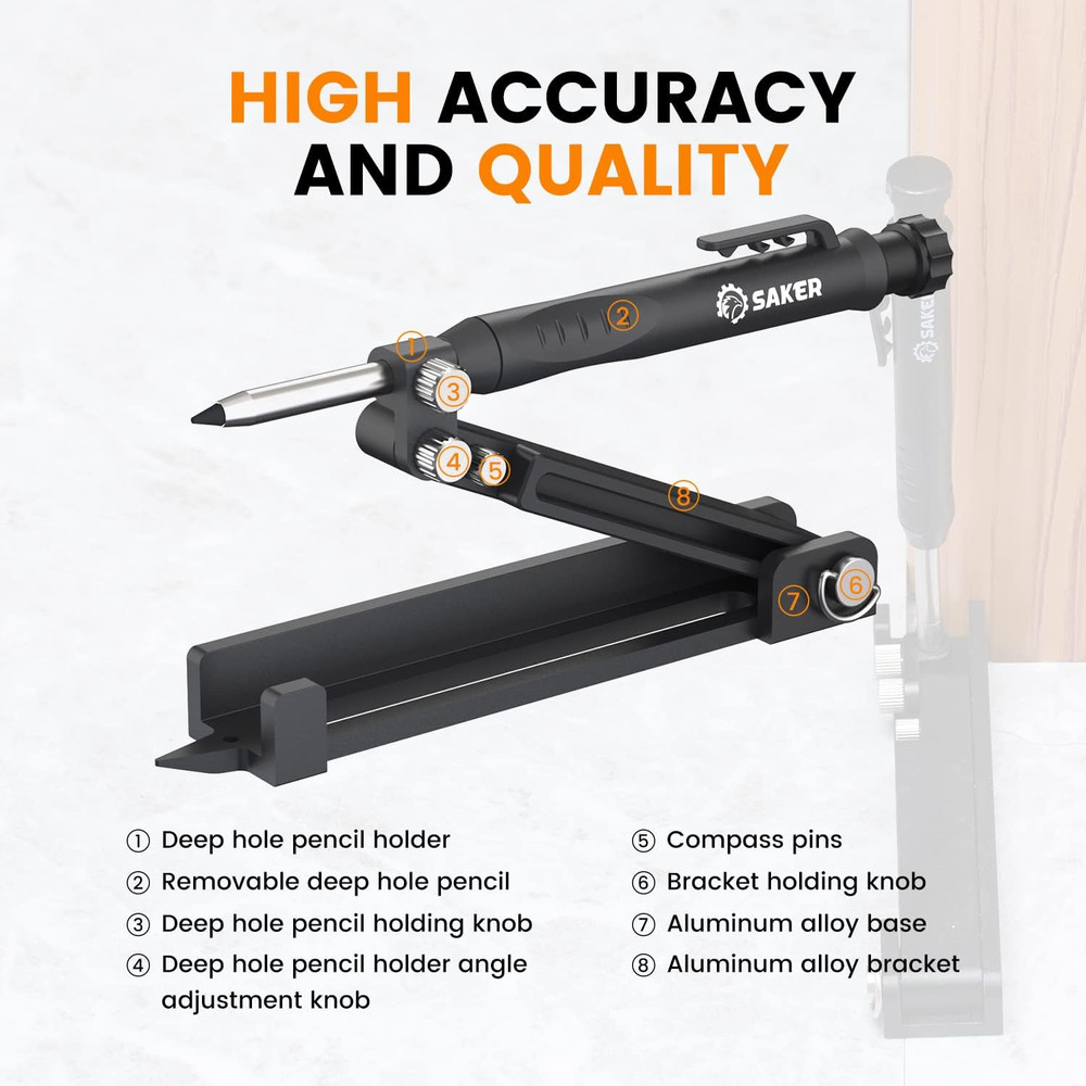 Saker Multi-Function Scribing Tool- Construction Pencil- Aluminum Alloy Scribe T