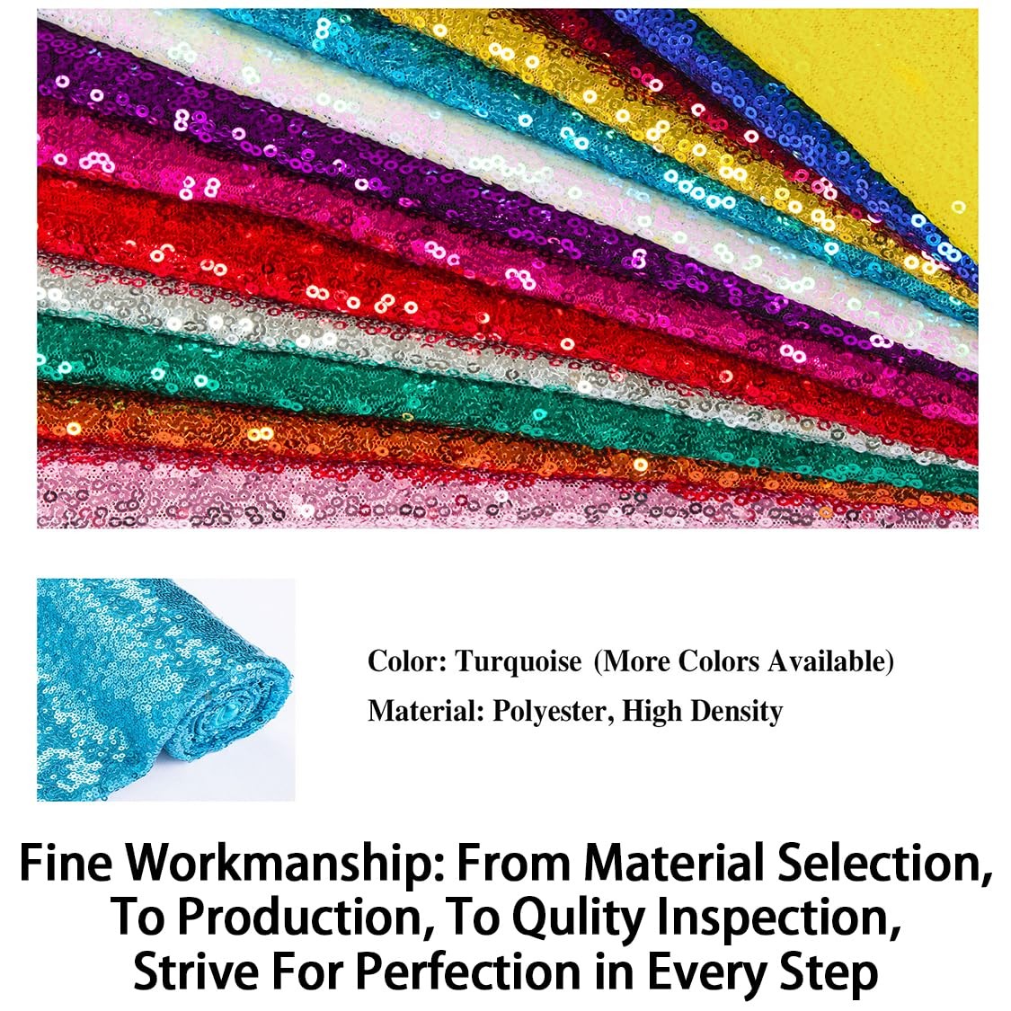 Sequin Aisle Runners 2Ft x 15Ft Turquoise Carpet Runner for Party Glitter Run...