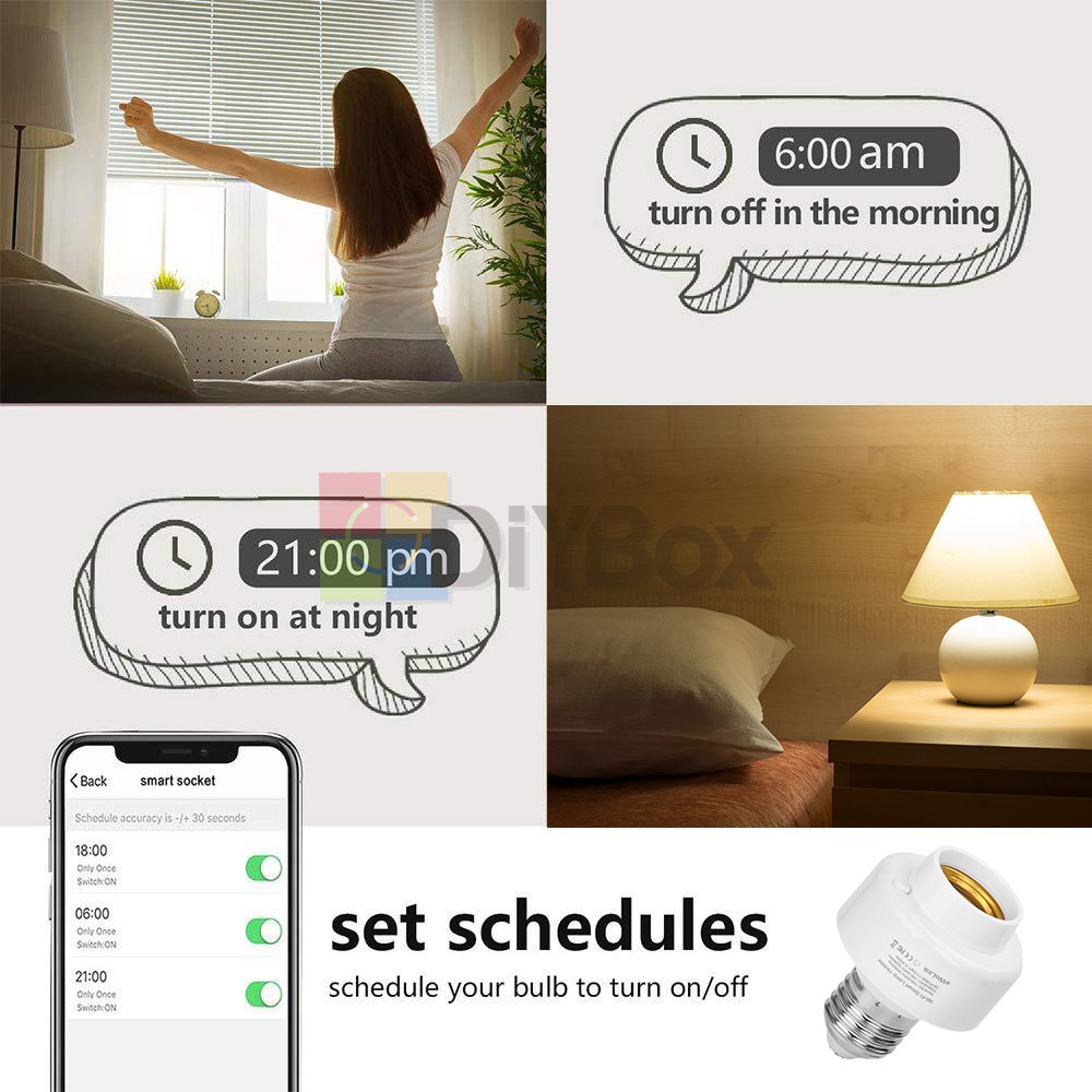 2PCS Smart WiFi Bulb Socket E26 E27 Light Bulb Adapter EWeLink Google Control