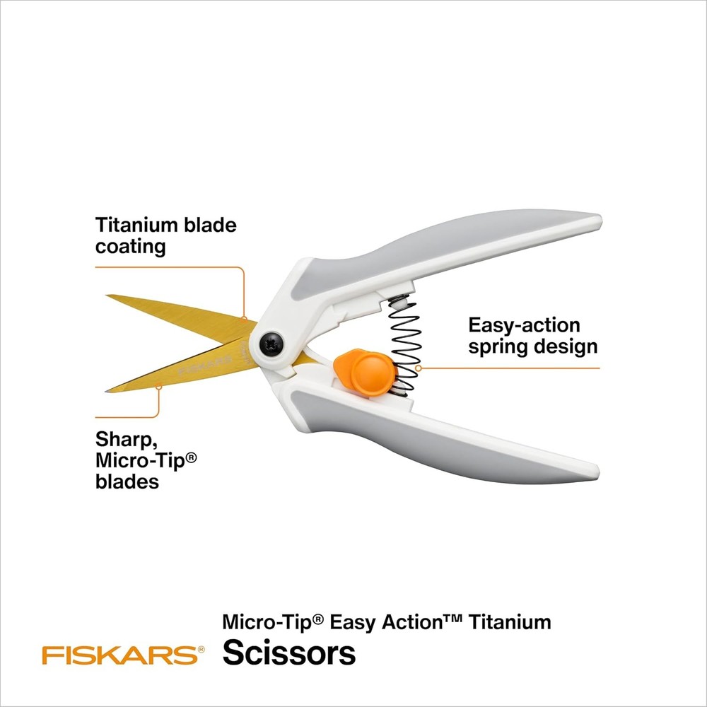 Fiskars Easy Action Micro-Tip Titanium Scissors, Sharp Blades for Cutting Precis