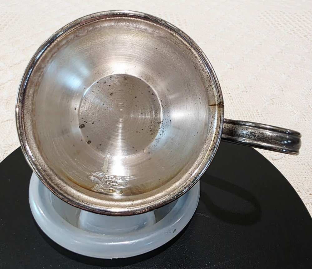 Vintage Silverplate Baby's First Sippy Cup Mug with Teddy Bear Design