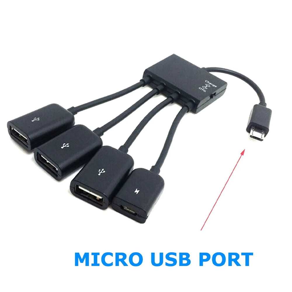 4PC Micro USB Charging OTG Hub Splitter Cable for Phone Android Tablet 4 In 1