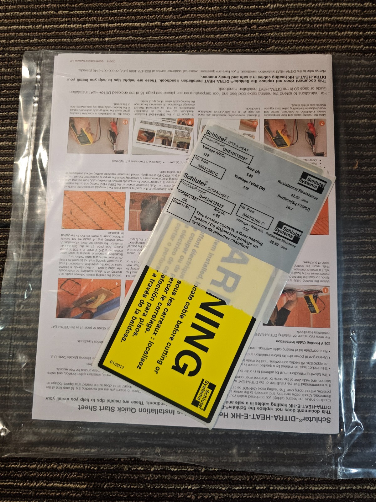 Schluter Ditra-Heat Cable, 120V - 88.2 ft (26.7 SqFt) Heating Cable - DHEHK12027