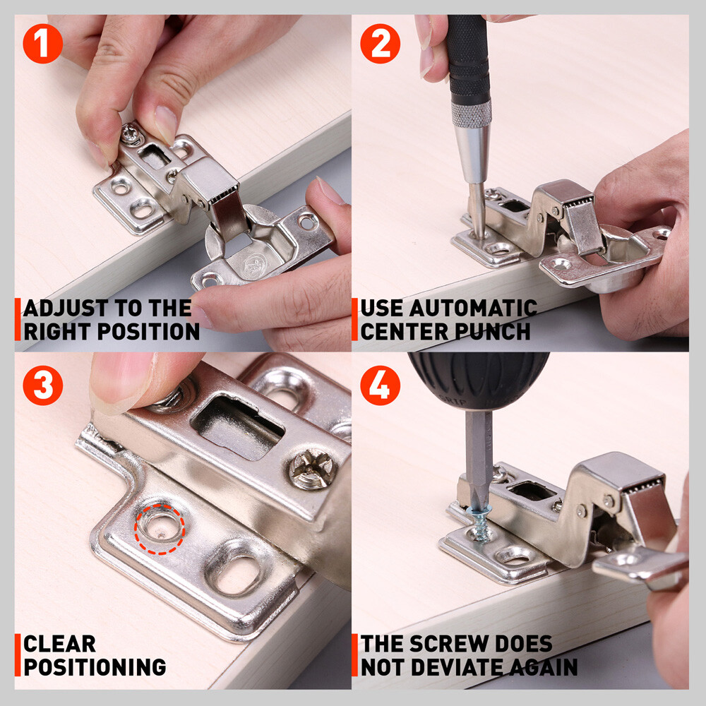 HORUSDY 2 PC Automatic Center Hole Punch 6" & 5" Super Strong Adjustable Spring
