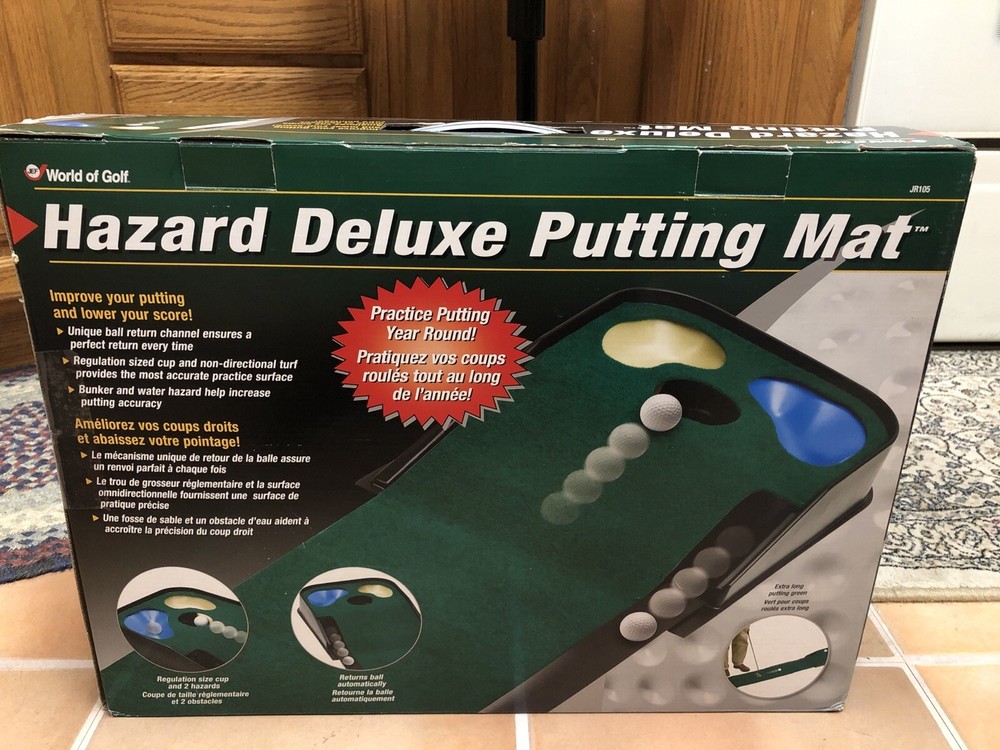 Putting Practice Mat World Golf Hazard Deluxe Automatic Return Green Putter