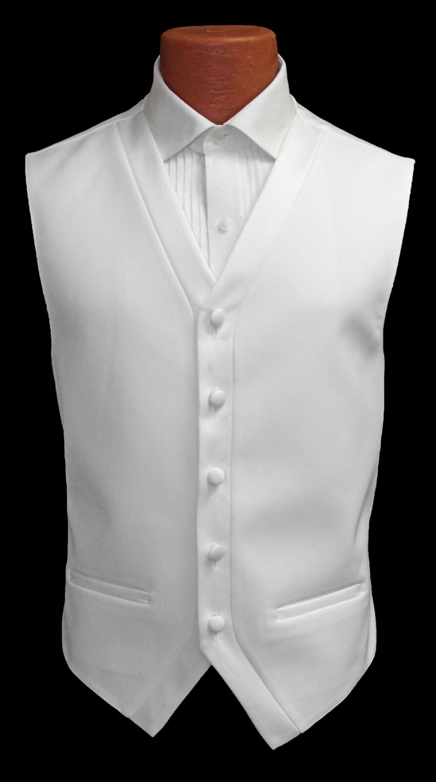 Men's White Tuxedo Vest Waistcoat with Satin Trim Adjustable Full Back Size M