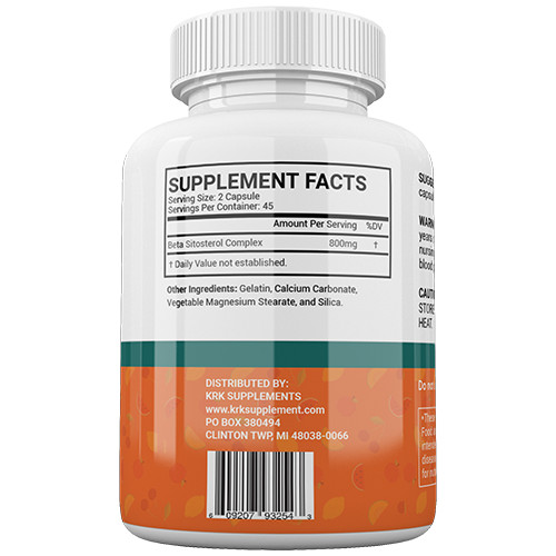 Beta Sitosterol 800mg Prostate Support Urinary Bladder KRK Supplements