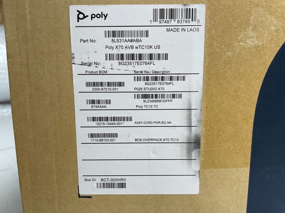 Poly Studio X70 Video Conferencing Bar & TC10 Touch Controller - 8L531AA#ABA NEW