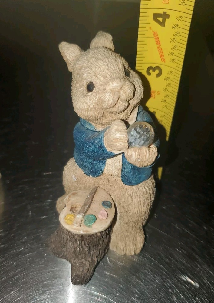 Easter Bunny Rabbit Painter With Crystal Figurine, Spring Decor