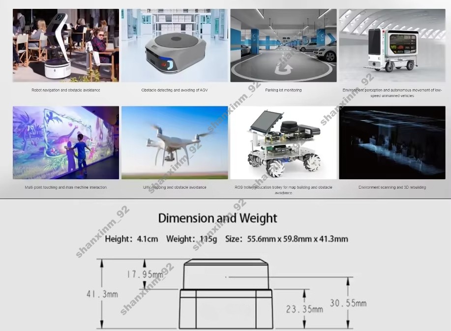 Lidar Scanner Sensor 40m Range 32KHz Sampling High Accuracy Measurement