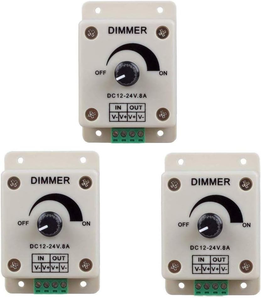 3pcs LED Dimmer Switch Controller 12-24V 8A PWM Brightness for LED Strips