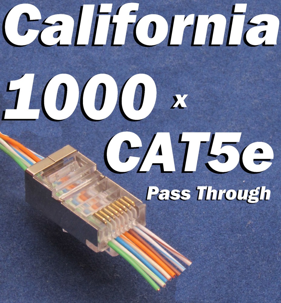 1000 CAT5e RJ45 Network Shielded Modular Plug 8P8C Connector End Pass Through