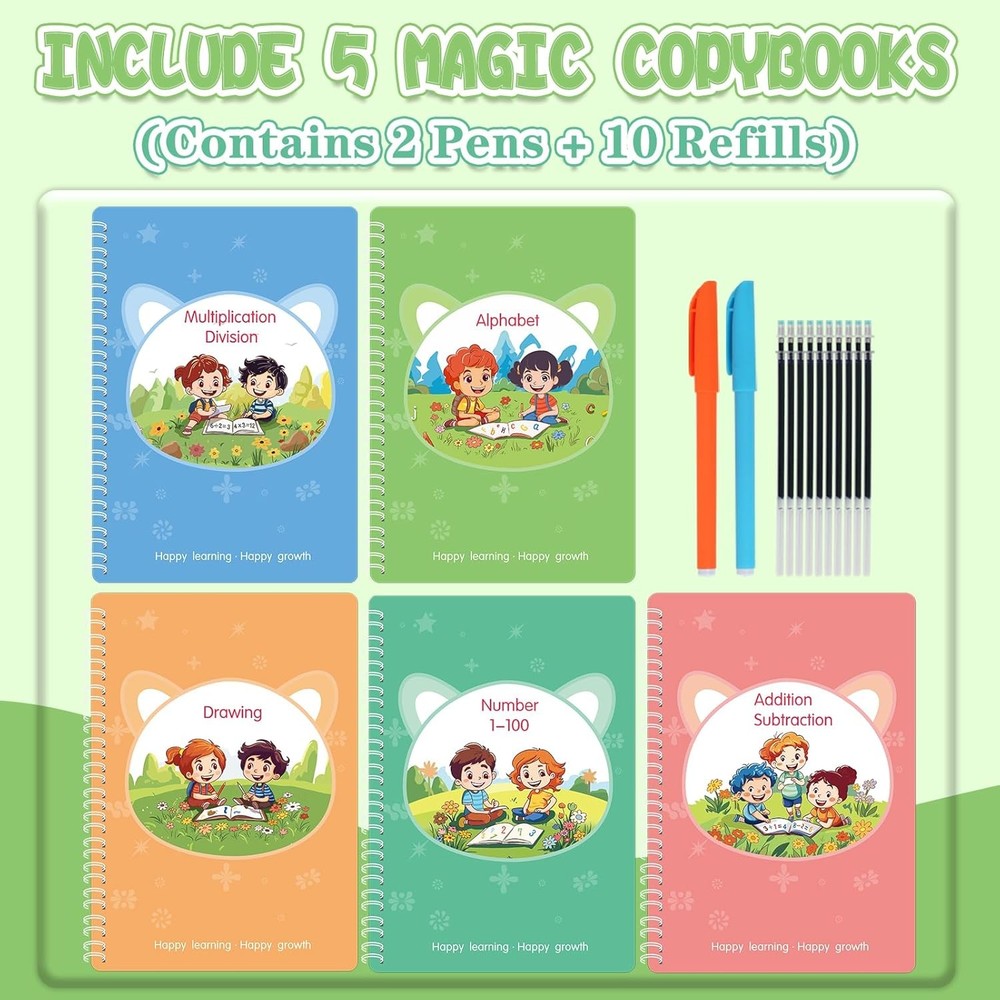 Reusable Grooved Handwriting Workbooks,Magic Copybook,Magic Writing Red