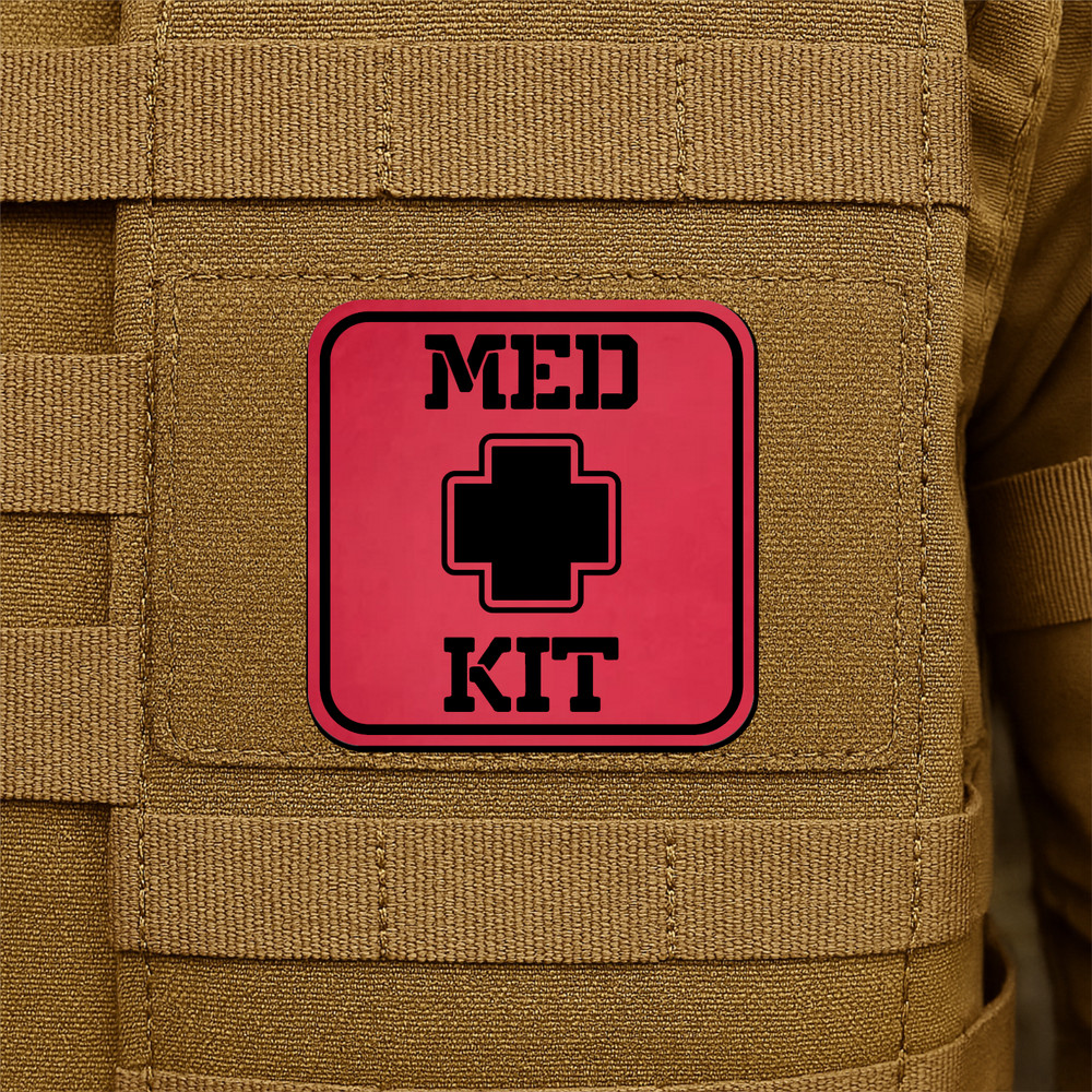 Med Kit Tactical Morale Patch 2" x 2" Hook & Loop IFAK or Medical Pouch ID Patch