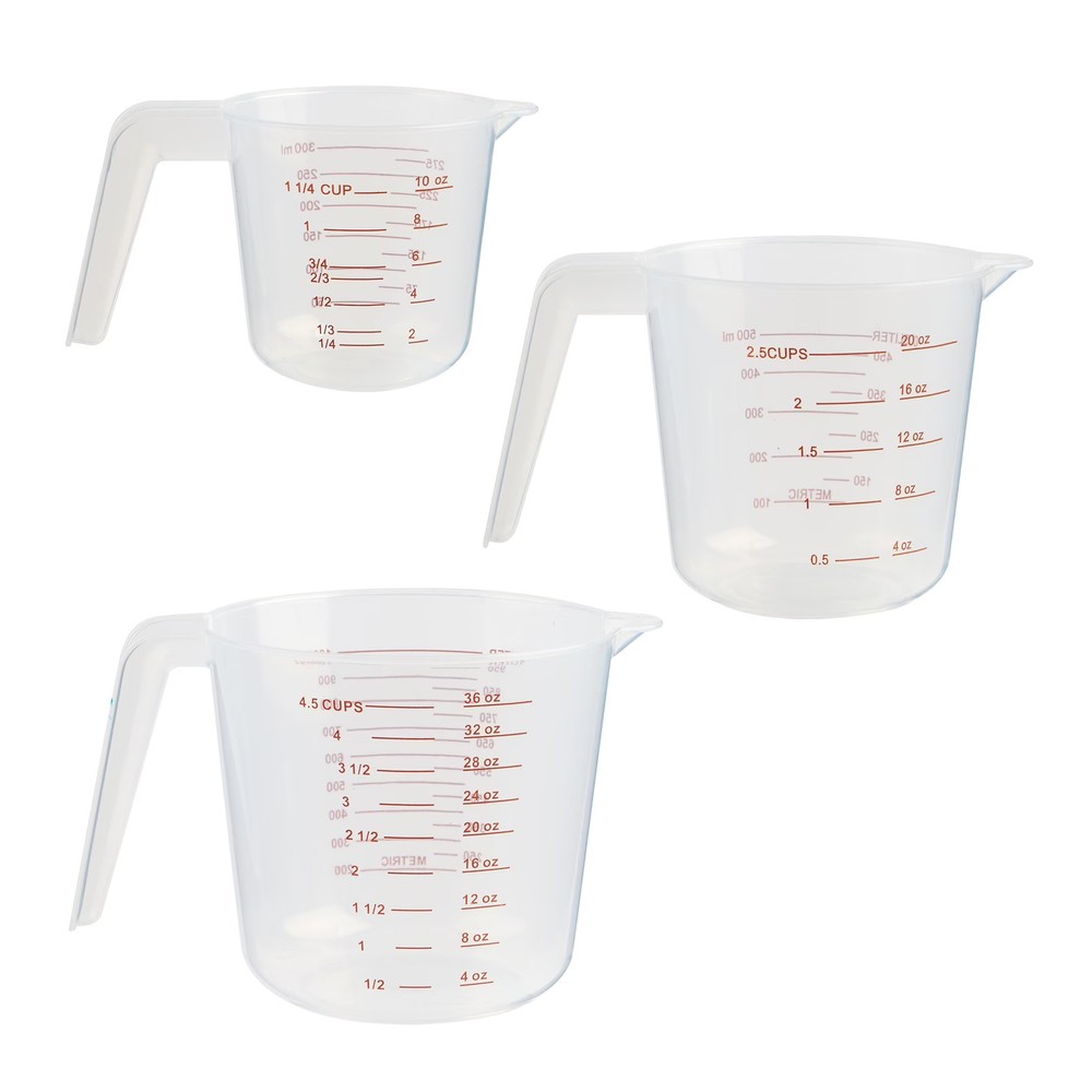 Mainstays Piece Tapered Spout Nesting Plastic Measuring Cups Set Clear