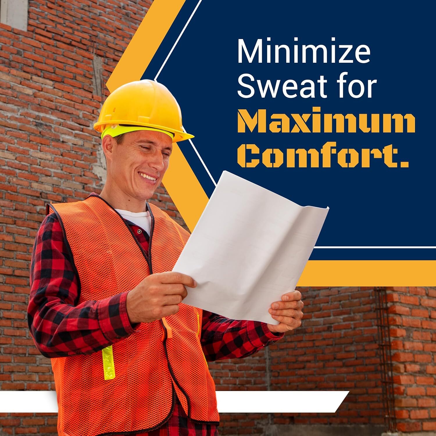 Hard Hat Liner - Skull Cap Helmet for Men. Cooling Cap, Yellow