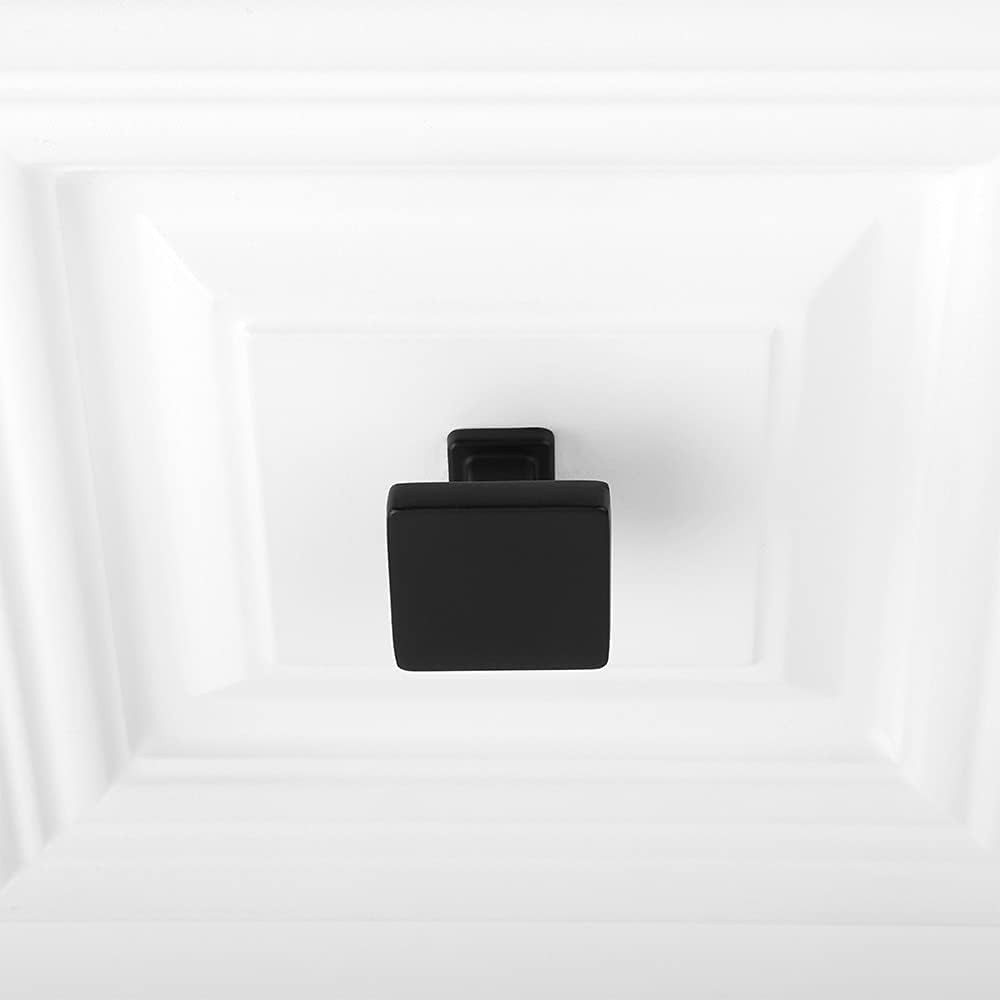 10 Pack Black Cabinet Knobs Matte Black Drawer Knobs K08 Square Single Hole Cabi